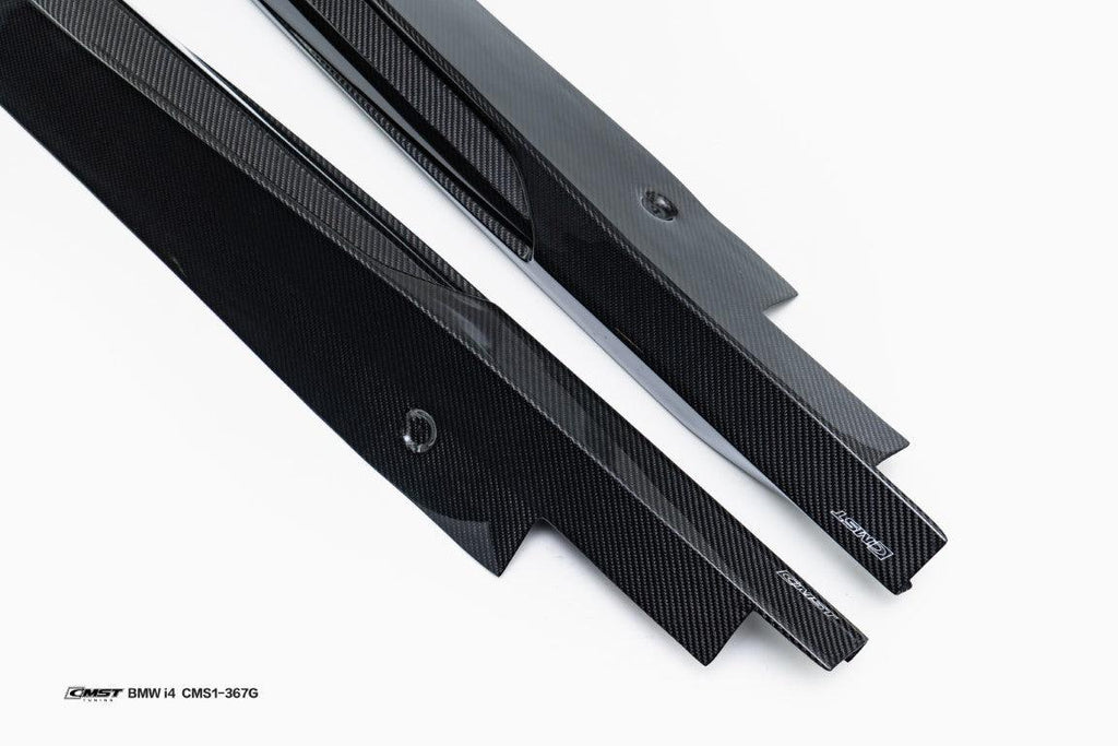 BMW I4 M50 / e Drive 40 G26 2022-ON with Aftermarket Parts - Pre-preg Carbon Fiber Side Skirts from  CMST Tuning