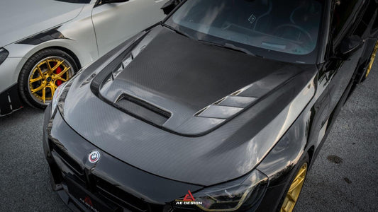 BMW M2 / C G87 2023 2024 & 2 Series 230i M240i G42 2022 2023 2024 with Aftermarket Parts - AE Style Hood Bonnet Double-sided Carbon Fiber from ArmorExtend