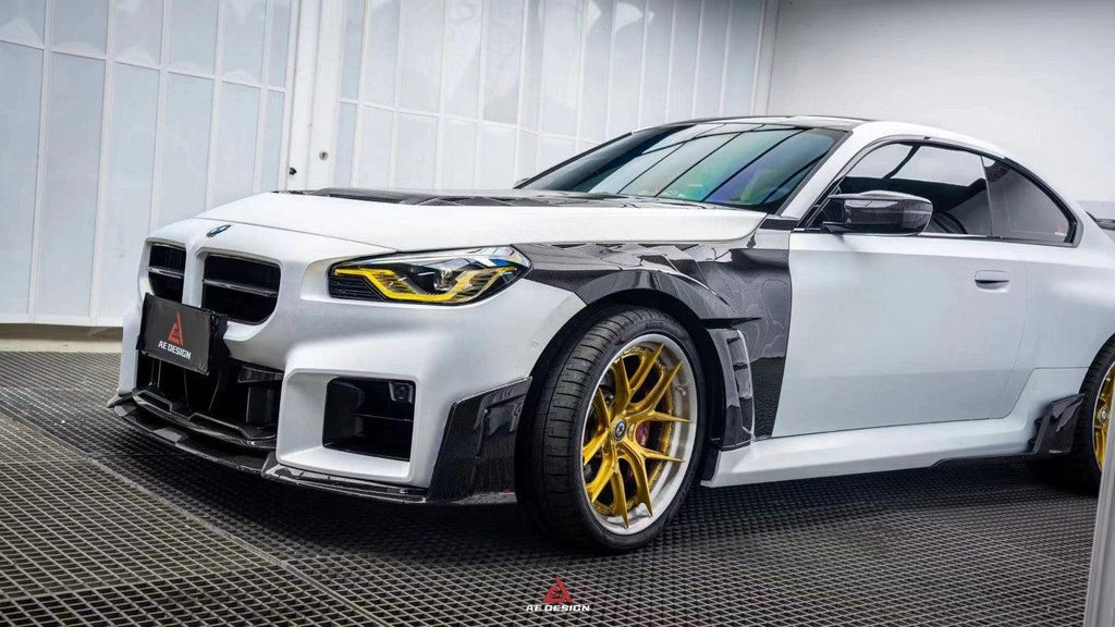 BMW M2 & M2C G87 2023-ON with Aftermarket Parts - AE V2 Style Carbon Fiber Front Fenders from ArmorExtend