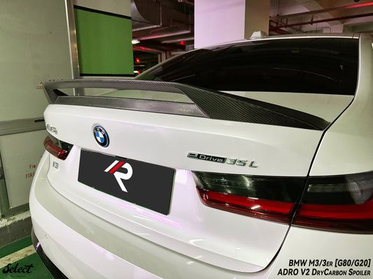 BMW M3 G80 2021-ON & 3 Series M340i 330i G20 (Fits Both Pre-LCI & LCI) 2019-ON with Aftermarket Parts - Adro V2 Style Rear Lip Ducktail Spoiler Dry Pre-preg Carbon Fiber from Aero Republic