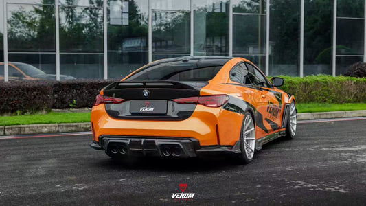BMW M3 G80 G81 2021-ON  M4 G82 G83 2021-ON with Aftermarket Parts - Venom Sport Series Style Rear Diffuser & Canards Dry Pre-preg Carbon Fiber from ArmorExtend