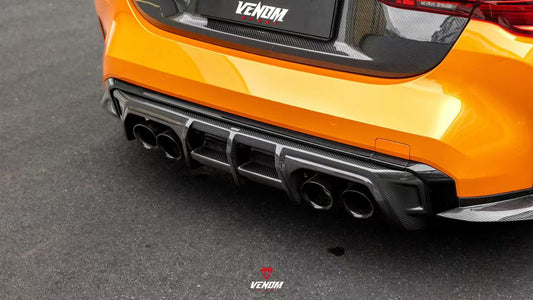 BMW M3 G80 G81 2021-ON  M4 G82 G83 2021-ON with Aftermarket Parts - Venom Sport Series Style Rear Diffuser & Canards Dry Pre-preg Carbon Fiber from ArmorExtend