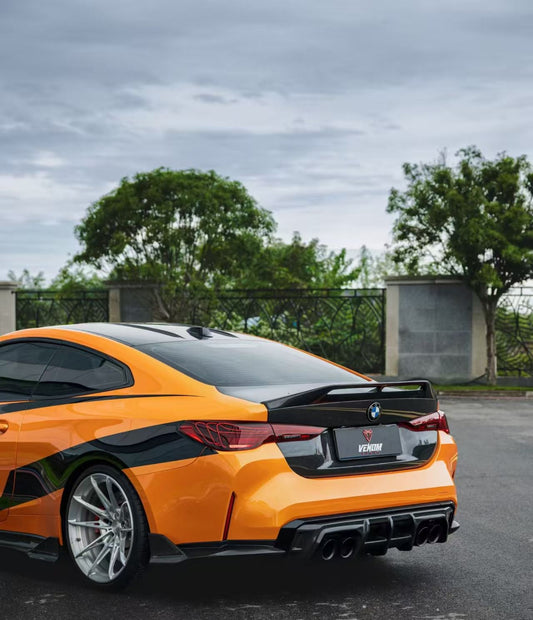  BMW M4 G82 2021-ON & 4 Series G22 430i M440i 2020-ON with Aftermarket Parts - Venom Sport Series Style Rear Lip Ducktail Spoiler Dry Pre-preg Carbon Fiber from ArmorExtend