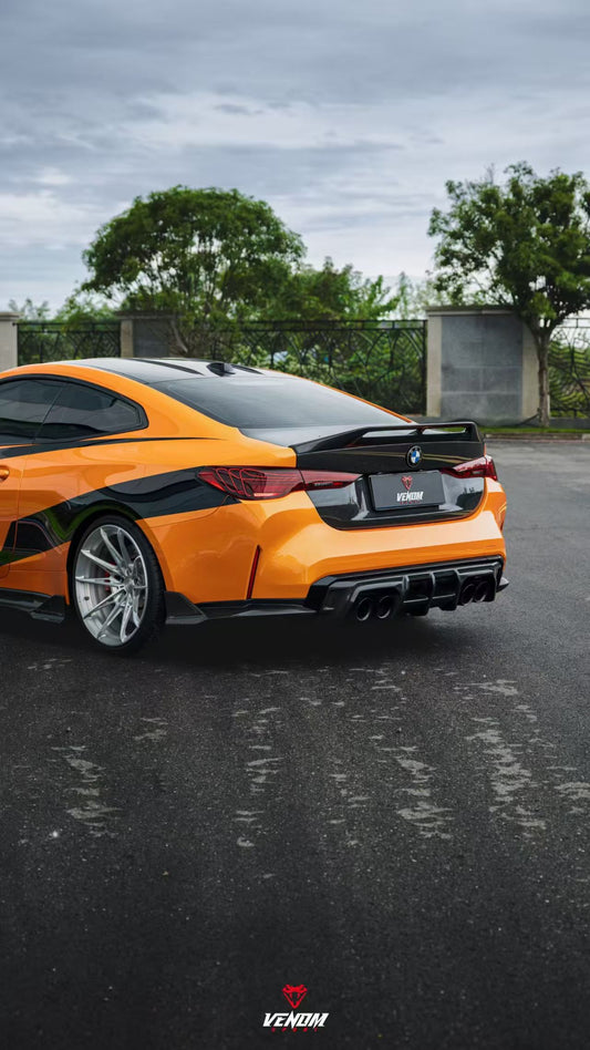 BMW M3 G80 G81 2021-ON  M4 G82 G83 2021-ON with Aftermarket Parts - Venom Sport Series Style Rear Diffuser & Canards Dry Pre-preg Carbon Fiber from ArmorExtend