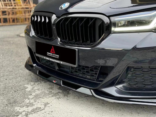 BMW 5 Series M550i 540i (With M-Package Bumper) G30 G31 LCI 2021 2022 2023 2024 with Aftermarket Parts - Plustic Style Front Lip ABS from ArmorExtend