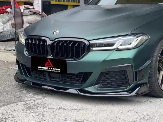 BMW 5 Series M550i 540i (With M-Package Bumper) G30 G31 LCI 2021 2022 2023 2024 with Aftermarket Parts - Plustic Style Front Lip ABS from ArmorExtend