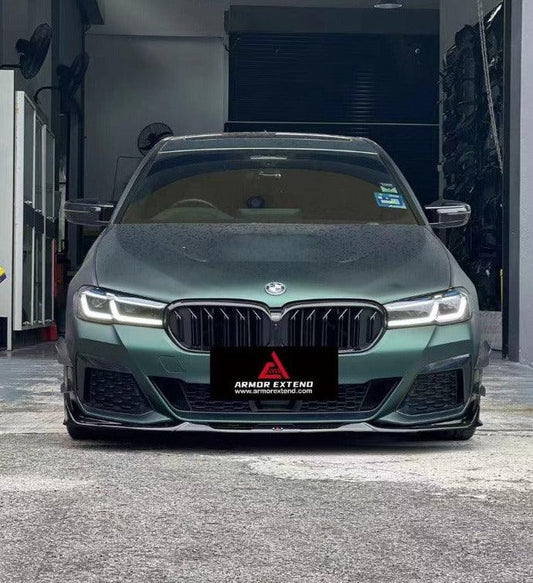 BMW 5 Series M550i 540i (With M-Package Bumper) G30 G31 LCI 2021 2022 2023 2024 with Aftermarket Parts - Plustic Style Front Lip ABS from ArmorExtend