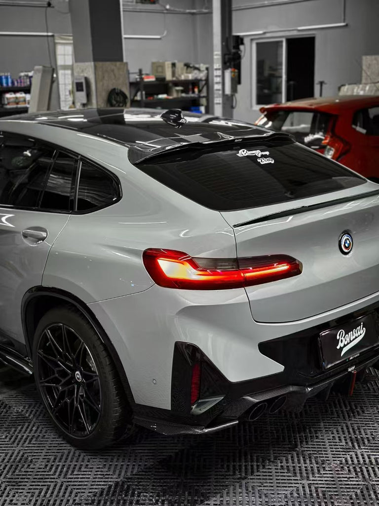 BMW X4M X4MC F98 (Fits Both Pre-LCI & LCI) 2019-ON & X4 G02 (Fits Both Pre-LCI & LCI) 2019-ON with Aftermarket Parts - Pre-preg Carbon Fiber Rear Roof Spoiler from Karbel Carbon