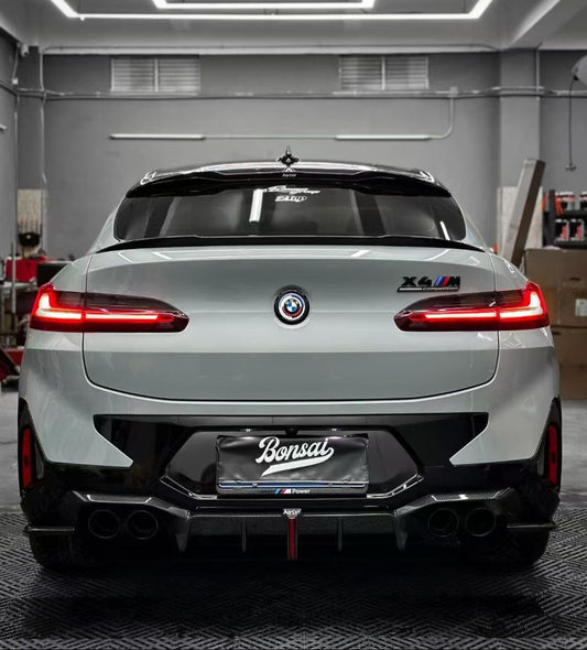 BMW X4M X4MC F98 LCI 2022-ON with Aftermarket Parts - Rear Diffuser & Canards Pre-preg Carbon Fiber from Karbel Carbon