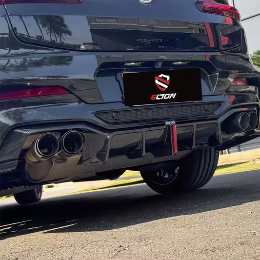 BMW X4M X4MC F98 Pre-LCI 2019-2021 with Aftermarket Parts -Pre-preg Carbon Fiber Rear Diffuser &amp; Canards from Karbel Carbon