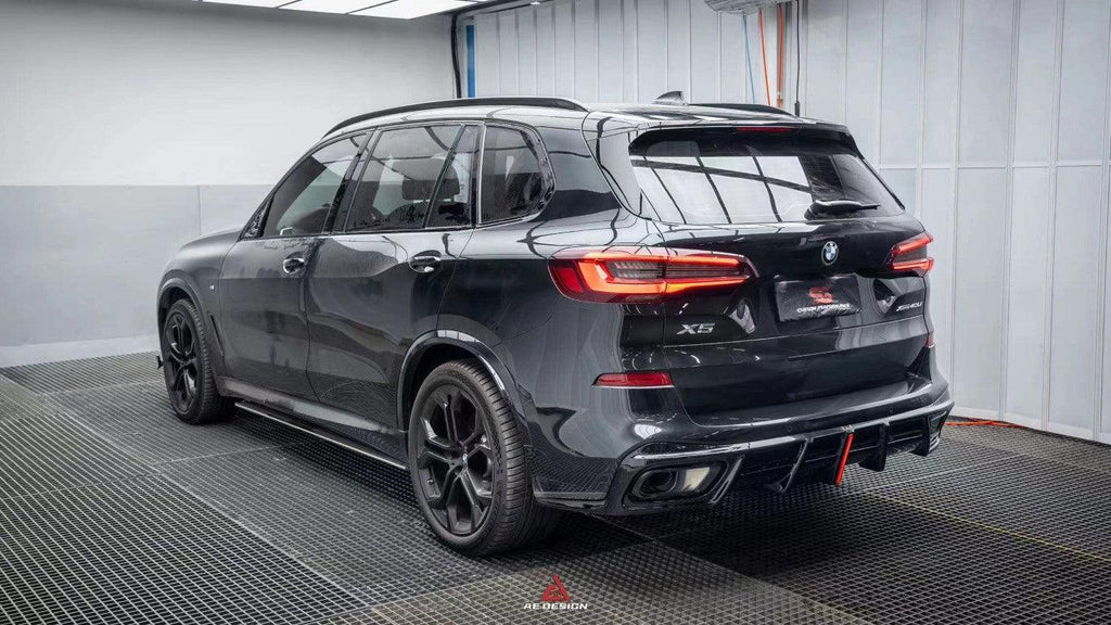 BMW X5 G05 M50i X/S Drive 40i (with M-Package) (Fits Both Pre-LCI & LCI) 2019-ON with Aftermarket Parts - AE Style Carbon Fiber Rear Diffuser & Canards from ArmorExtend