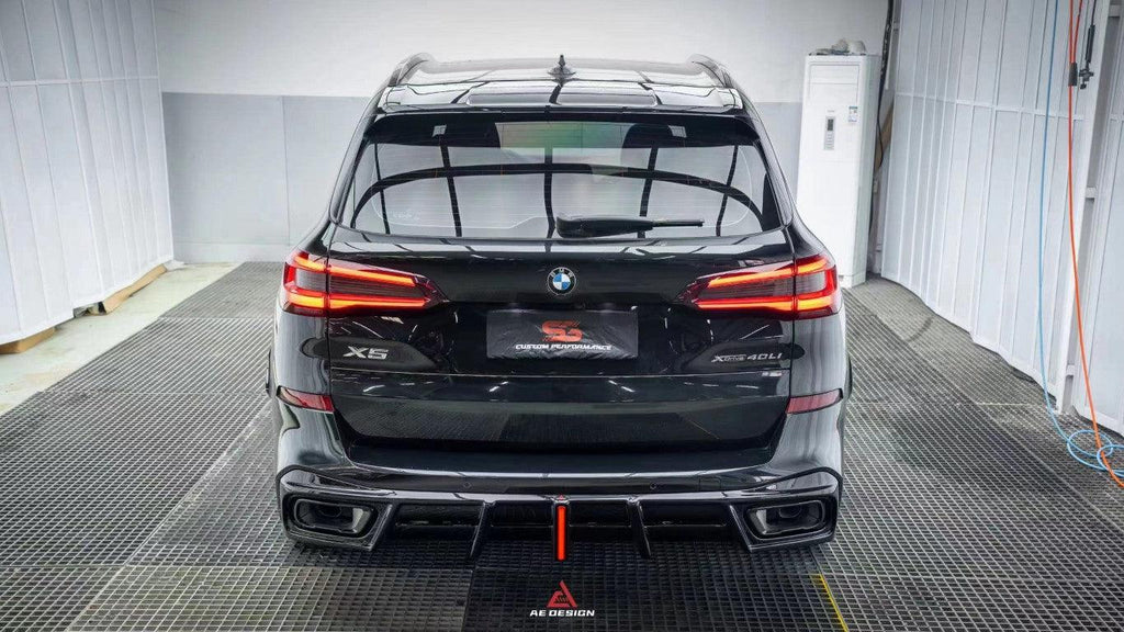 BMW X5 G05 M50i X/S Drive 40i (with M-Package) (Fits Both Pre-LCI & LCI) 2019-ON with Aftermarket Parts - AE Style Carbon Fiber Rear Diffuser & Canards from ArmorExtend