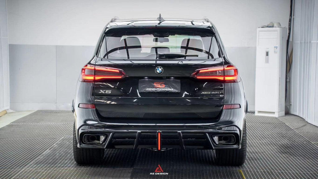 BMW X5 G05 M50i X/S Drive 40i (with M-Package) (Fits Both Pre-LCI & LCI) 2019-ON with Aftermarket Parts - AE Style Carbon Fiber Rear Diffuser & Canards from ArmorExtend