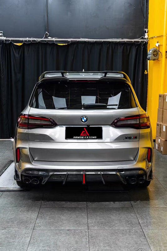 BMW X5M X5MC F95 (Fits Both Pre-LCI & LCI) 2020-ON & X6M X6MC F96 (Fits Both Pre-LCI & LCI) 2020-ON with Aftermarket Parts - AE Style Carbon Fiber Rear Diffuser & Canards from ArmorExtend