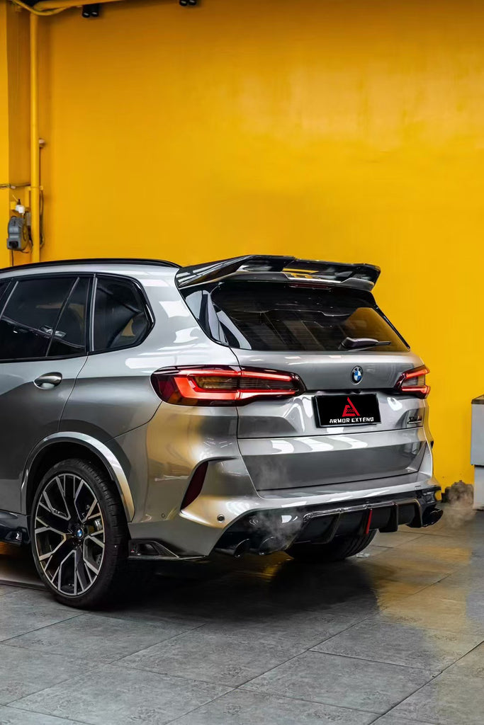 BMW X5M X5MC F95 (Fits Both Pre-LCI & LCI) 2020-ON & X6M X6MC F96 (Fits Both Pre-LCI & LCI) 2020-ON with Aftermarket Parts - AE Style Carbon Fiber Rear Diffuser & Canards from ArmorExtend