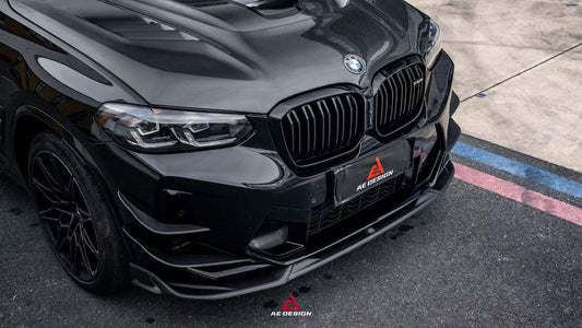 BMW X3M X3MC F97 LCI 2022 2023 2024 & X4M X4MC F98 LCI 2022 2023 2024 2025 with Aftermarket Parts - ART V2 Front Canards Carbon Fiber from ArmorExtend