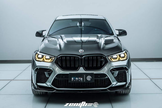 BMW X5 M60i M50i xDrive50e x/sDrive40i G05 (Fits Both Pre-LCI & LCI) & X5M X5MC F95 (Fits Both Pre-LCI & LCI) & X6 M60I xDrive40i G06 (Fits Pre-LCI & LCI) & X6M X6MC F96 (Fits Pre-LCI & LCI) 2020-ON with Aftermarket Parts - ART Vented Transparent Glass V2 Style Hood Dry Pre-preg Carbon Fiber from ArmorExtend
