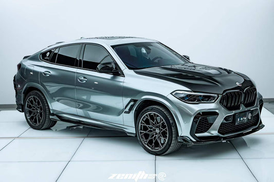BMW X5 M60i M50i xDrive50e x/sDrive40i G05 (Fits Both Pre-LCI & LCI) & X5M X5MC F95 (Fits Both Pre-LCI & LCI) & X6 M60I xDrive40i G06 (Fits Pre-LCI & LCI) & X6M X6MC F96 (Fits Pre-LCI & LCI) 2020-ON with Aftermarket Parts - ART Vented Transparent Glass V2 Style Hood Dry Pre-preg Carbon Fiber from ArmorExtend