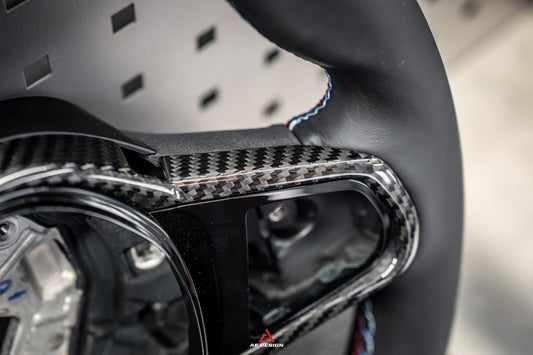 BMW M3 G80 G81 2021 2022 2023 2024 & M4 G82 G83 2021 2022 2023 2024 with Aftermarket Parts - AE Style Steering Wheel Carbon Fiber & Black Leather from ArmorExtend