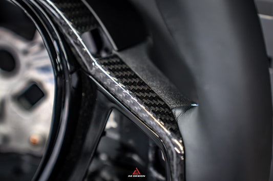 BMW M3 G80 G81 2021 2022 2023 2024 & M4 G82 G83 2021 2022 2023 2024 with Aftermarket Parts - AE Style Steering Wheel Carbon Fiber & Black Leather from ArmorExtend