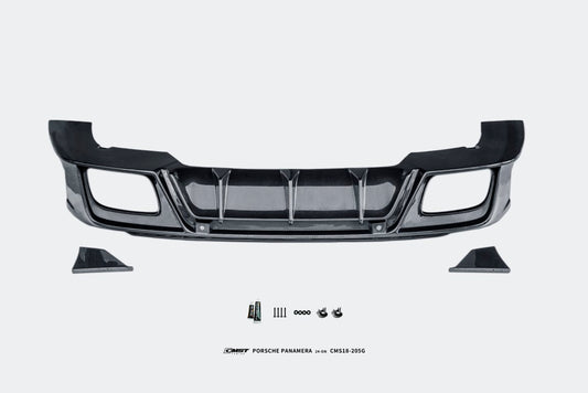 Porsche Panamera 976 Base 4 4S E-Hybird GTS Turbo 2024 with Aftermarket Parts - Front Lip FRP / Pre-preg Carbon Fiber from CMST Tuning
