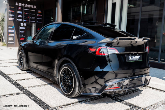 Tesla Model Y Performance AWD Long Range RWD Standard 2020 2021 2022 2023 2024 with Aftermarket Parts - Rear Diffuser FRP / Carbon Fiber from CMST Tuning
