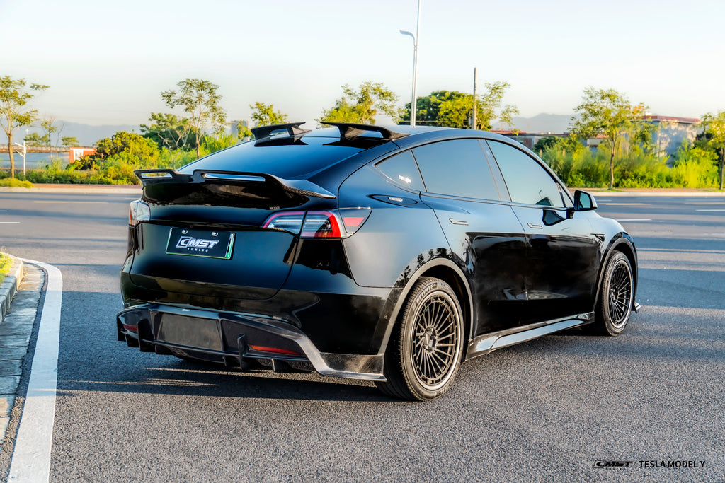 Tesla Model Y Performance AWD Long Range RWD Standard 2020 2021 2022 2023 2024 with Aftermarket Parts - Rear Diffuser FRP / Carbon Fiber from CMST Tuning
