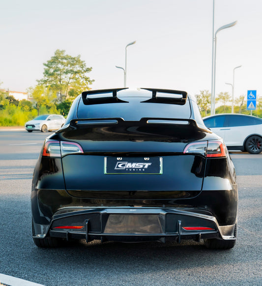 Tesla Model Y Performance AWD Long Range RWD Standard 2020 2021 2022 2023 2024 with Aftermarket Parts - Roof Spoiler FRP / Carbon Fiber from CMST Tuning
