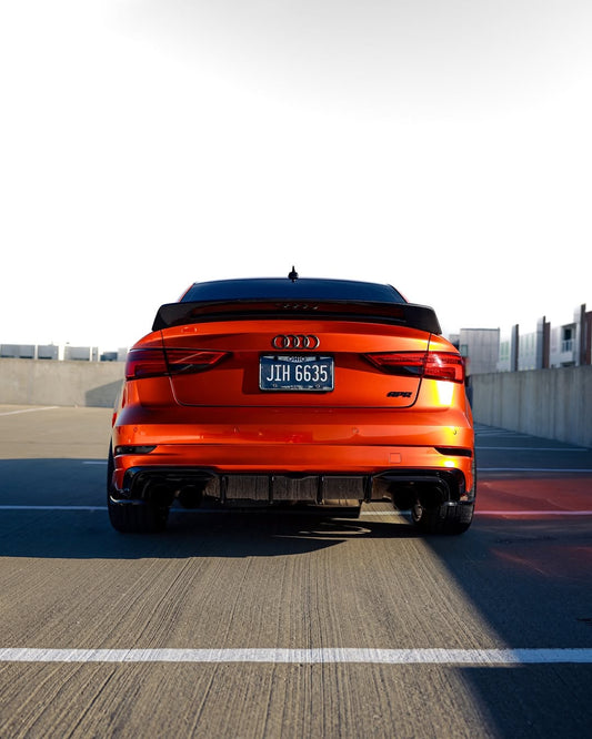 Audi RS3 S3 A3 8V/8V.5 2014 2015 2016 2017 2018 2019 2020 with Aftermarket Parts - V2 Style Rear Spoiler Carbon Fiber from CMST Tuning