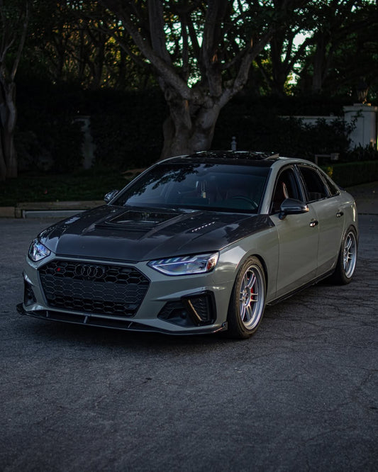 Audi RS4 2018-ON & S4 / A4 / A4 Allroad / A4 Avant B9 B9.5 2017-ON with Aftermarket Parts - V1 Tempered Glass Transparent Style Hood Bonnet Carbon Fiber / FRP from CMST Tuning