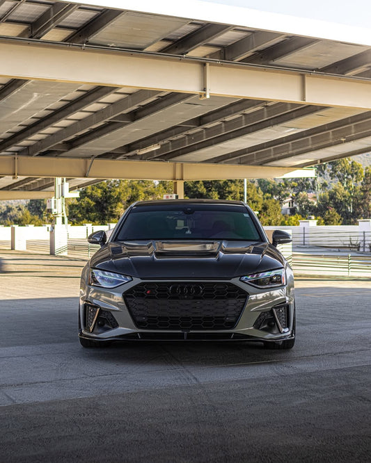 Audi RS4 2018-ON & S4 / A4 / A4 Allroad / A4 Avant B9 B9.5 2017-ON with Aftermarket Parts - V1 Tempered Glass Transparent Style Hood Bonnet Carbon Fiber / FRP from CMST Tuning