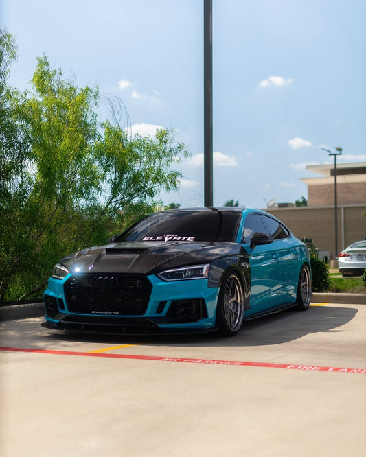 Audi RS5 S5 A5 B9 B9.5 2017-ON with Aftermarket Parts - V2 Tempered Glass Transparent Hood Bonnet Carbon Fiber / FRP from CMST Tuning