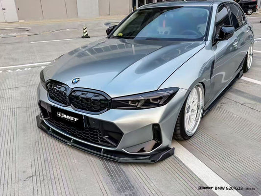 BMW 3 Series 330i M340i G20 G21 LCI 2023 2024 (fitment for 330i requires M-Sport package bumper) with Aftermarket Parts - Front Lip Pre-preg Carbon Fiber / FRP from CMST Tuning