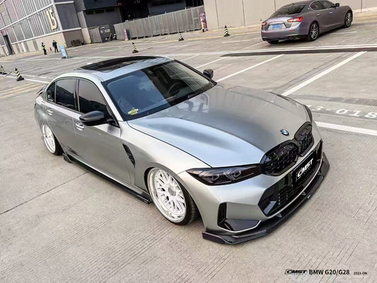 BMW 3 Series 330i M340i G20 G21 LCI 2023 2024 (fitment for 330i requires M-Sport package bumper) with Aftermarket Parts - Front Lip Pre-preg Carbon Fiber / FRP from CMST Tuning