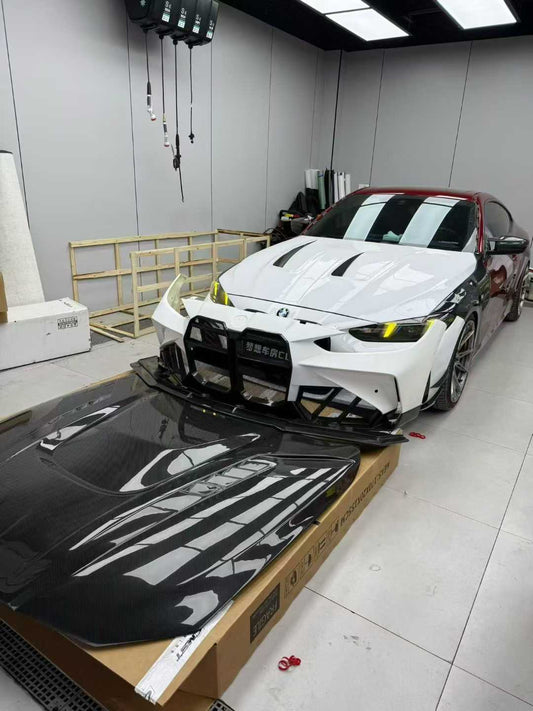 BMW 4 Series M440 430 G22 G23 2020-ON & 4 Series M440 430 G26 2020-ON with Aftermarket Parts - HORIZON V3 Hood Dry Pre-preg Carbon Fiber / FRP from CMST Tuning