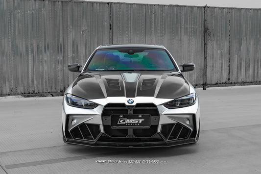 BMW 4 Series M440 430 G22 G23 2020-ON & 4 Series M440 430 G26 2020-ON with Aftermarket Parts - HORIZON V4 Tempered Glass Clearview Hood Carbon Fiber / FRP from CMST Tuning