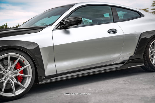 BMW 4 Series M440 430 G22 G23 2020-ON (Sport Version Only) with Aftermarket Parts - HORIZON Side Skirts Dry Pre-preg Carbon Fiber / FRP from CMST Tuning