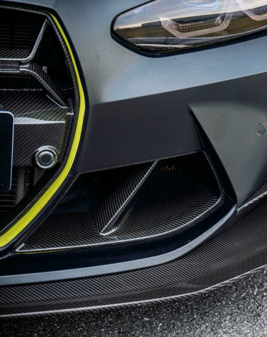 BMW M3CS M3C M3 G80 G81 2021-ON & M4CS M4C M4 G82 G83 2021-ON with Aftermarket Parts - Front Bumper Vent Valences Trim Dry Pre-preg Carbon Fiber / FRP from CMST Tuning
