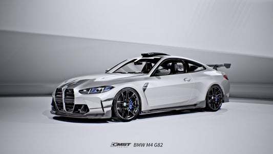 BMW M3CS M3C M3 G80 G81 2021-ON & M4CS M4C M4 G82 G83 2021-ON with Aftermarket Parts - Front Bumper Vent Valences Trim Dry Pre-preg Carbon Fiber / FRP from CMST Tuning