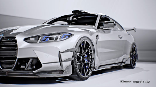 BMW M4CS M4C M4 G82 G83 2021-ON with Aftermarket Parts - V2 Style Side Skirts Dry Pre-preg Carbon Fiber / FRP from CMST Tuning