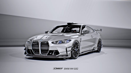 BMW M4CS M4C M4 G82 G83 2021-ON with Aftermarket Parts - V2 Style Side Skirts Dry Pre-preg Carbon Fiber / FRP from CMST Tuning