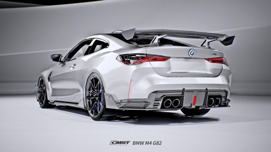 BMW M4CS M4C M4 G82 G83 2021-ON with Aftermarket Parts - V2 Style Side Skirts Dry Pre-preg Carbon Fiber / FRP from CMST Tuning