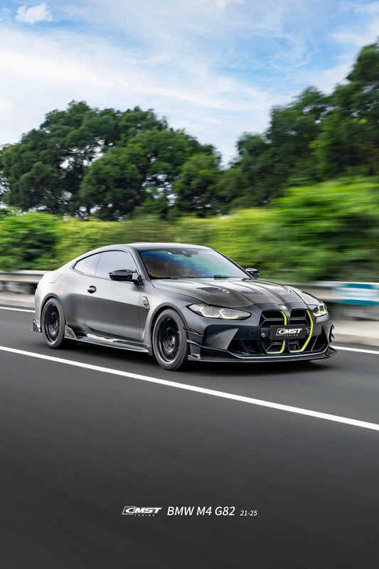 BMW M3CS M3C M3 G80 G81 2021-ON & M4CS M4C M4 G82 G83 2021-ON with CMST Tuning's Aftermarket Parts - Front Lip V3 Style Dry Pre-preg Carbon Fiber / FRP. A complete transformation of style and performance.