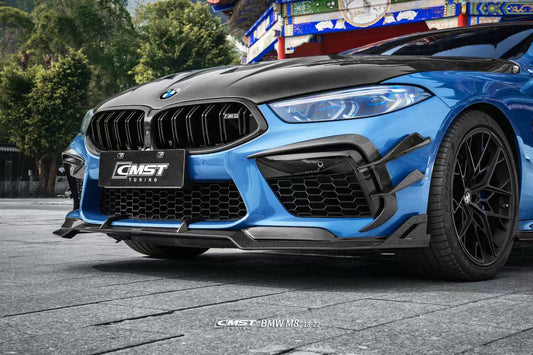 BMW M8 M8C F91 F92 F93 2019-ON with Aftermarket Parts - Front Bumper Canards Dry Pre-preg Carbon Fiber / FRP from CMST Tuning