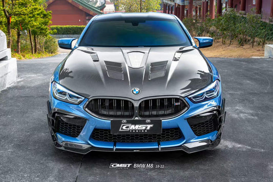 BMW M8 M8C F91 F92 F93 2019-ON with Aftermarket Parts - Front Bumper Canards Dry Pre-preg Carbon Fiber / FRP from CMST Tuning