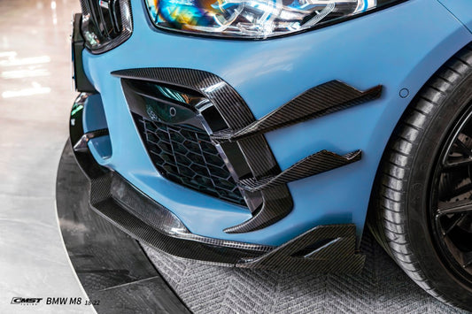 BMW M8 M8C F91 F92 F93 2019-ON with Aftermarket Parts - Front Bumper Canards Dry Pre-preg Carbon Fiber / FRP from CMST Tuning