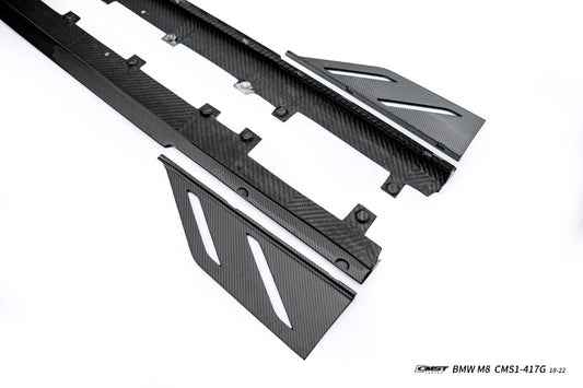 BMW M8 M8C F92 F93 2019-ON with Aftermarket Parts - Side Skirts Dry Pre-preg Carbon Fiber / FRP from CMST Tuning