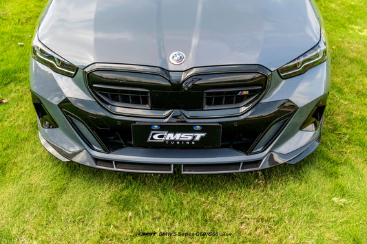 BMW i5 xDrive40 / eDrive40 (with M-package bumper, does not fit base mode) / M60 G60 G61 2024-ON &amp; 5 Series 540i xDrive / 530i xDrive / 530i (with M-package bumper, does not fit base model) / 550e xDrive G60 G61 2024-ON with Aftermarket Parts - Front Lip Dry Pre-preg Carbon Fiber / FRP