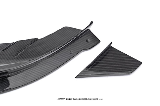 BMW i5 xDrive40 / eDrive40 (with M-package bumper, does not fit base mode) / M60 G60 G61 2024-ON &amp; 5 Series 540i xDrive / 530i xDrive / 530i (with M-package bumper, does not fit base model) / 550e xDrive G60 G61 2024-ON with Aftermarket Parts - Front Lip Dry Pre-preg Carbon Fiber / FRP