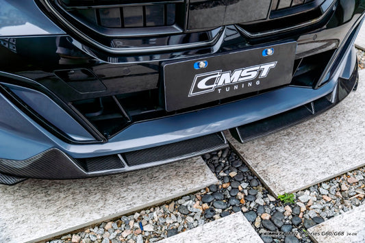 BMW i5 xDrive40 / eDrive40 (with M-package bumper, does not fit base mode) / M60 G60 G61 2024-ON &amp; 5 Series 540i xDrive / 530i xDrive / 530i (with M-package bumper, does not fit base model) / 550e xDrive G60 G61 2024-ON with Aftermarket Parts - Front Lip Dry Pre-preg Carbon Fiber / FRP